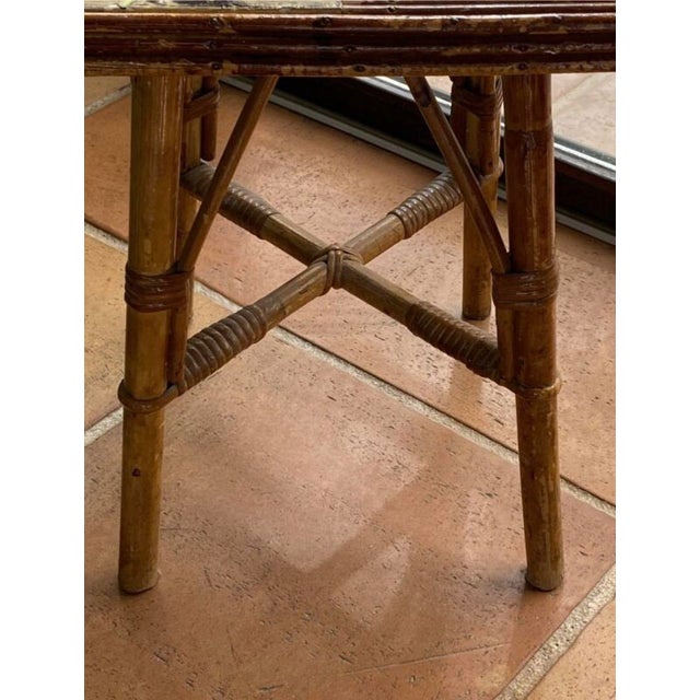Coffee Table in Rattan and Ceramic attributed to Audoux and Minet attributed to Adrien Audoux & Frida Minet, 1950s For Sale - Image 13 of 15