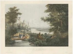 The Castle of Stolzenfels on the Rhine, Large Chromolithograph, 1840, Print