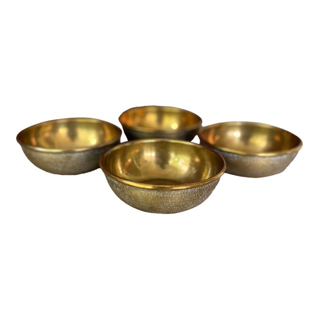 Set of 4 Vintage British Royal Navy Brass Finger Mess Bowls For Sale