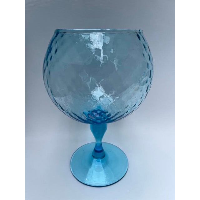 Vintage Blue Glass Footed Vase For Sale - Image 4 of 8