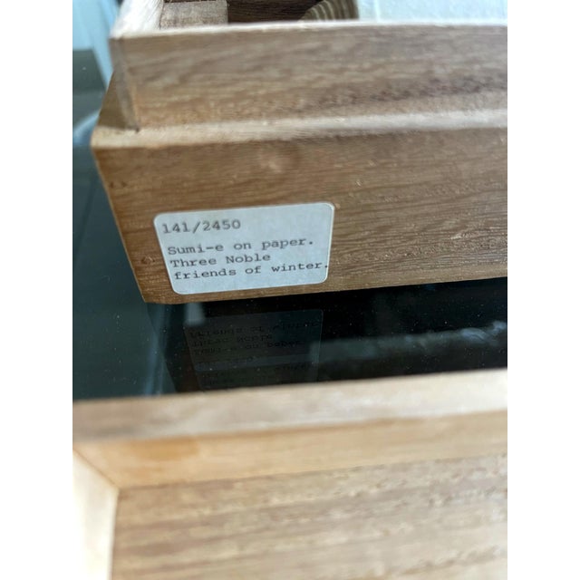 Antique Japanese Ink Hanging Scroll Hidaka Tetsuo with Wood Storage Box For Sale In Atlanta - Image 6 of 13