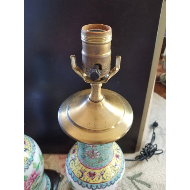 Chinese 1960s Colorful Chinese Lamps - a Pair For Sale - Image 3 of 7