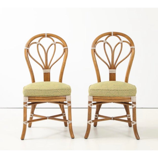 McGuire San Francisco Rattan With Rawhide Dining Chairs Set of 8 For Sale - Image 14 of 18