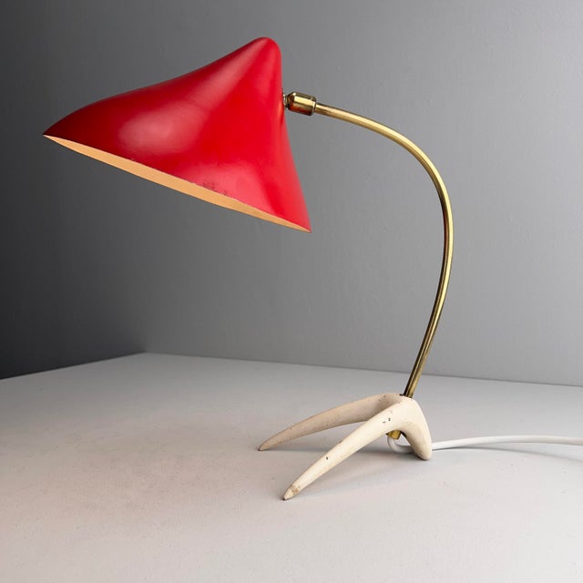 Red Table Lamp with White Crows Foot by Cosack, Germany, 1950s For Sale - Image 6 of 14