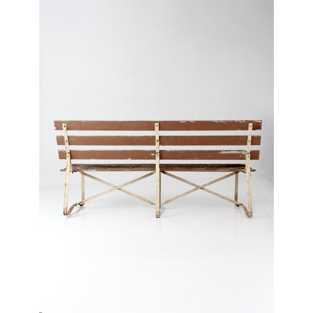 Wood Vintage Wood and Metal Garden Bench For Sale - Image 7 of 13