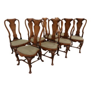 8 Fantastic Charles Tozer Walnut Burl English Queen Anne Reproduction Dining Chairs For Sale
