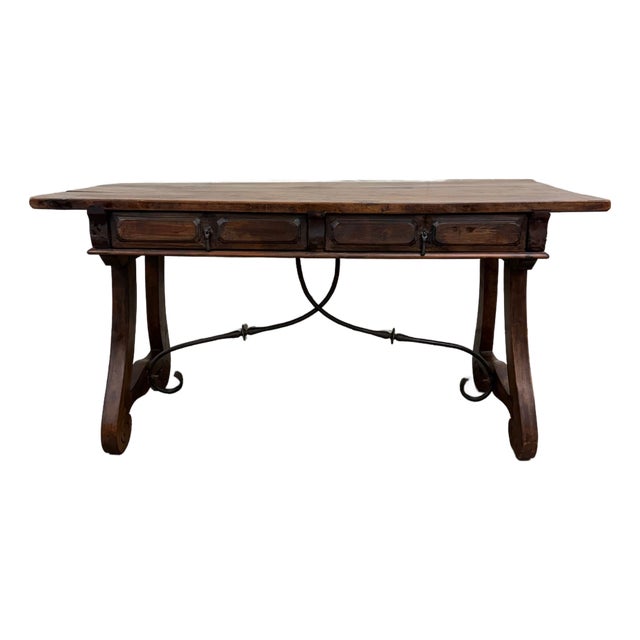 Vintage Spanish Colonial Style Writing Desk Library Table For Sale