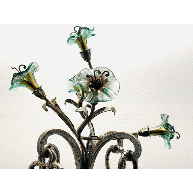 Blue Janice Minor Design Wrought Iron Amaryllis Glass Deocration Fireplace Tool Set For Sale - Image 8 of 15
