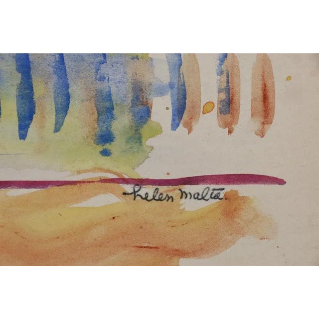 Vintage Original Mid 20th Century Modernist Watercolor/Paper-Cityscape-Helen Malta-Signed For Sale In Cincinnati - Image 6 of 8