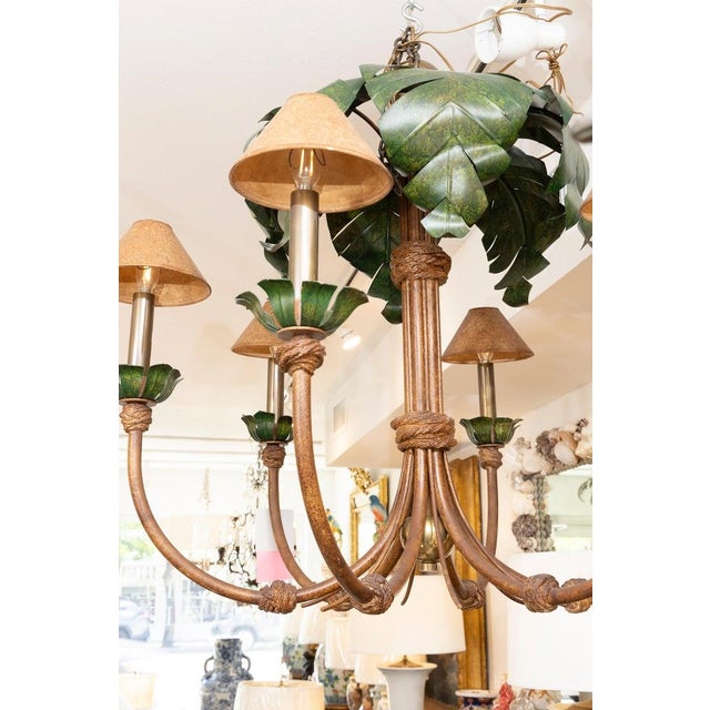 Metal Mid 20th Century Palm Tree Form Six-Light Chandelier For Sale - Image 7 of 7