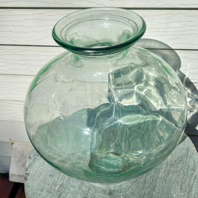 Vintage European Demijohn Bottle Green 13.5” For Sale - Image 4 of 7