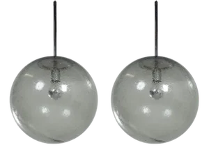 Hanging Lamps in Bubble Glass from Peill & Putzler, 1970s, Set of 2