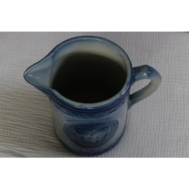 Blue & White Antique 19th Century Stoneware Jug With Embossed Cows For Sale - Image 10 of 12
