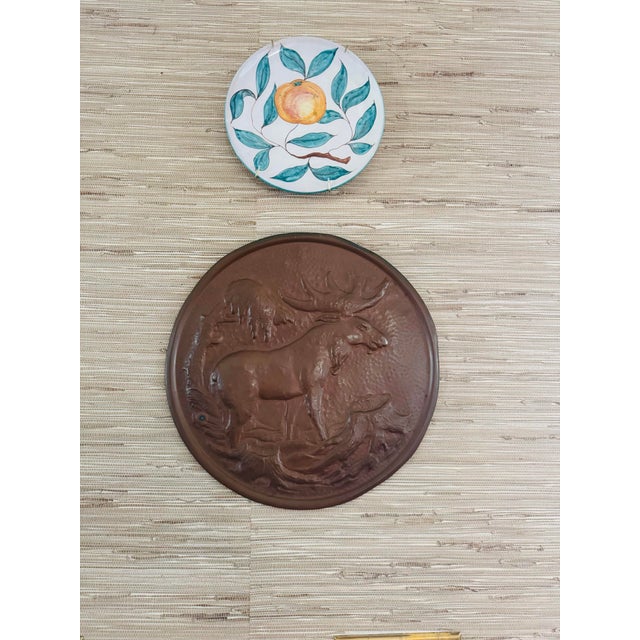Rustic Handsome Large Copper Tone Moose Wall Plaque For Sale - Image 3 of 7