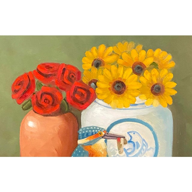 Contemporary Kingfisher Turtle Still Life Original Oil Paintings Stephen McDonough For Sale - Image 3 of 4