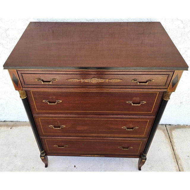 Mid 20th Century Rway Mid Century French Empire Highboy Dresser For Sale - Image 5 of 18