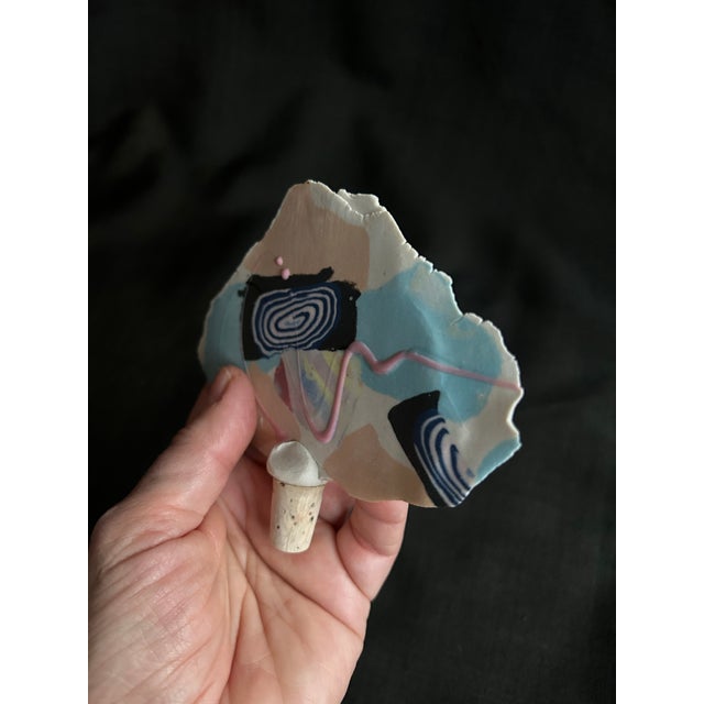 Vintage Late 1980's Julie Thompson Post Modern Handmade Pottery Perfume Bottle For Sale - Image 9 of 15