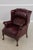 English Pennsylvania House Burgundy Leather Wing Chair For Sale - Image 3 of 16