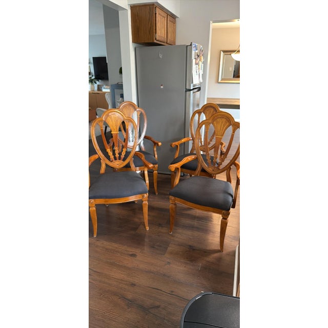 Set of Four Vintage Universal Furniture Carved Wood Armchairs For Sale In Philadelphia - Image 6 of 6