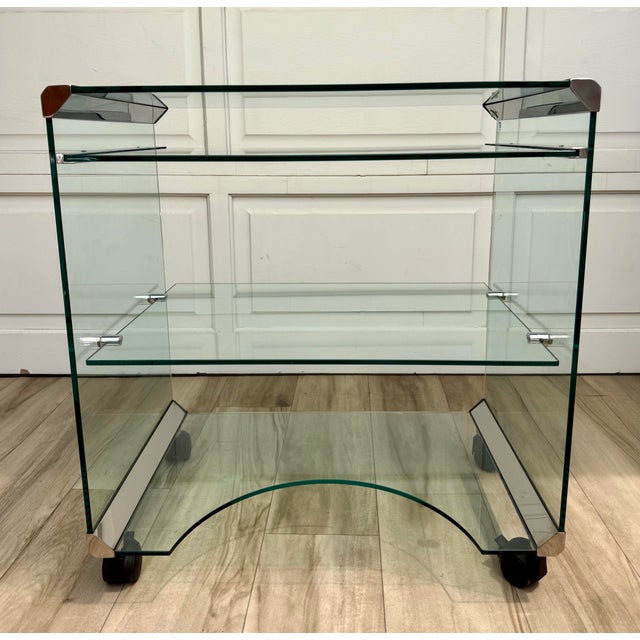 Modern 1970s Gallotti & Radice "George" Glass Bar Cart by Pierangelo Gallotti For Sale - Image 3 of 13