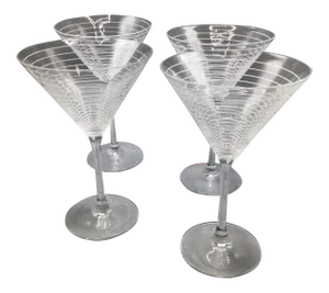 Mikasa Circle Etched Martini Glasses- Set of 4