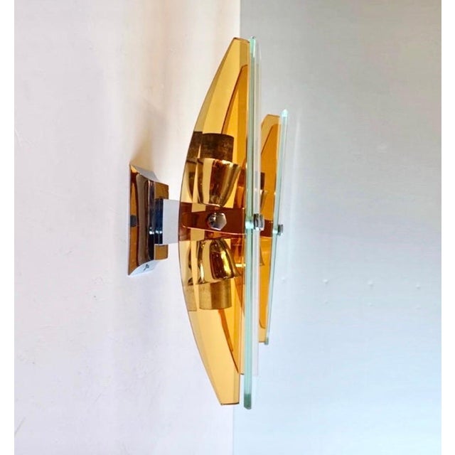 Glass Vintage Wall Lights in Orange Glass from Veca, 1960, Set of 2 For Sale - Image 7 of 8