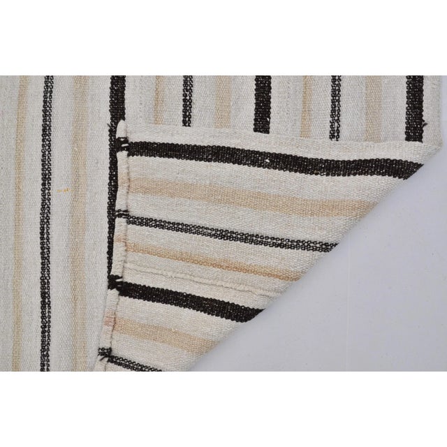 1960s Organic Hemp Anatolian Striped Designer Modern Kilim Rug For Sale - Image 10 of 11