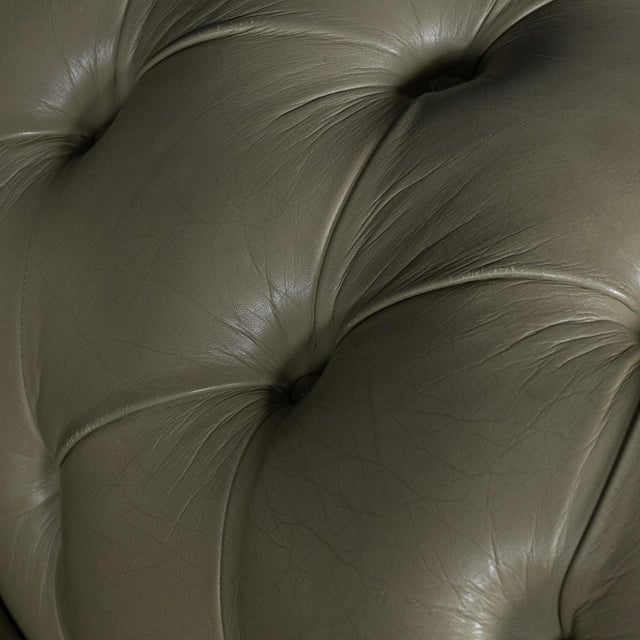Vintage English Chesterfield Sofa in Olive Green Leather, 1980 For Sale - Image 6 of 18
