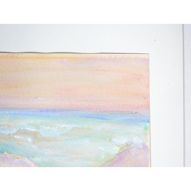 1980s 1989 Abstract Seascape With Sailboat Watercolor Painting For Sale - Image 5 of 6