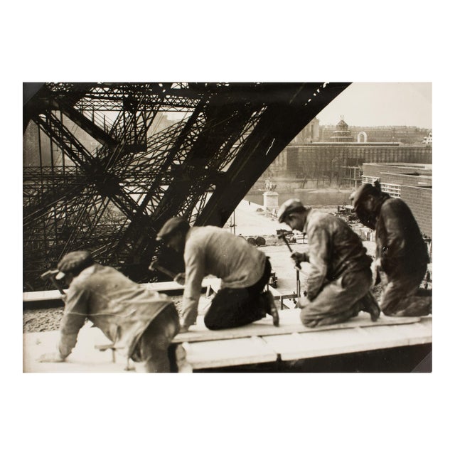 Paris International Exhibition W Eiffel Tower, Silver Gelatin Black and White Photograph, 1937, by Press Agency Mondial For Sale