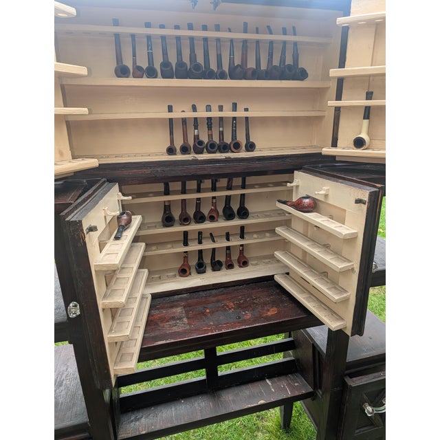 Vintage Arts & Crafts Geometric Smoking Cabinet & Pipe Rack Etagere Console For Sale - Image 15 of 18