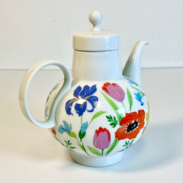 1970s Vintage Heinrich & Co German Boho Chic Hollywood Regency Flora Tea Pot For Sale - Image 6 of 15