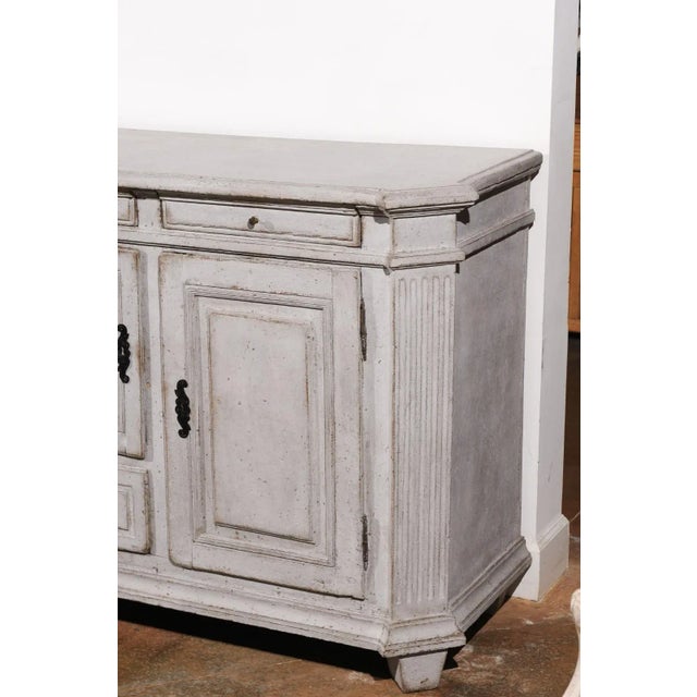 Wood Century Late 18th Century Swedish Gustavian Painted Wood Sideboard with Fluted Pilasters For Sale - Image 7 of 12