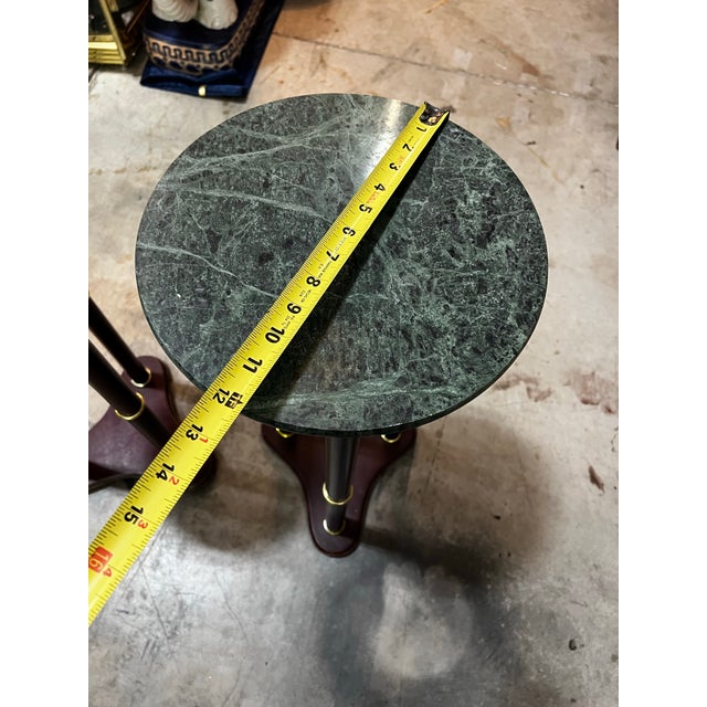 Modern Vintage Pair of Green Stone Top Round Side Tables For Sale - Image 3 of 9