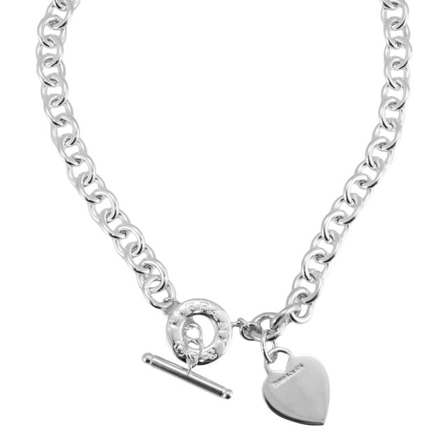 Tiffany & Co. Heart Tag Toggle 925 Sterling Silver Charm Pendant Link Necklace For Sale
