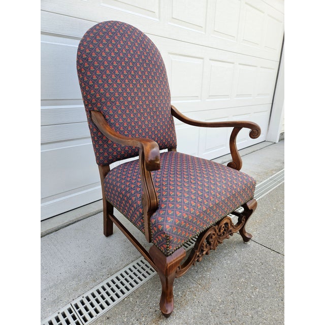 Antique Victorian Style Upholstered Arm Chair For Sale - Image 4 of 11