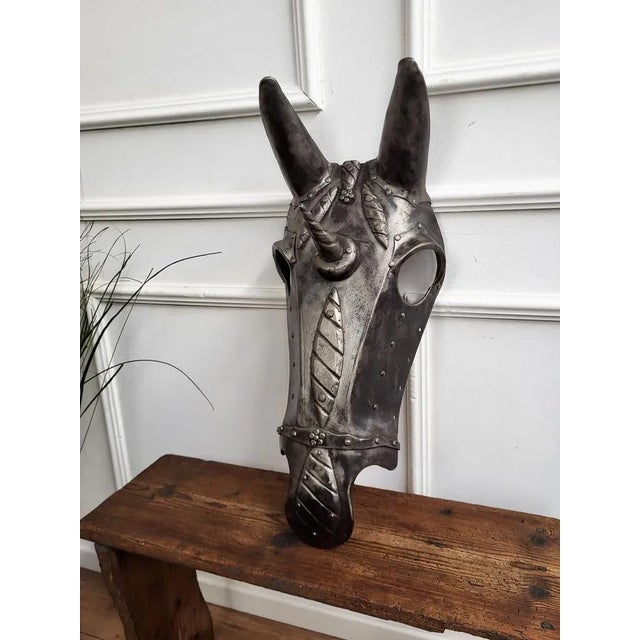 18th Century Italian Wrought Iron Horse Armor Mask For Sale - Image 3 of 9