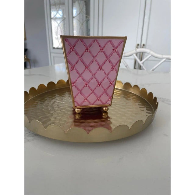 Candy Cane Trellis Holiday Enameled Cachepot For Sale - Image 4 of 9