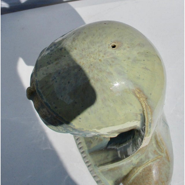 Celadon 1940s Vintage F Steinberger Glazed Terra Cotta Female Sculpture For Sale - Image 8 of 10