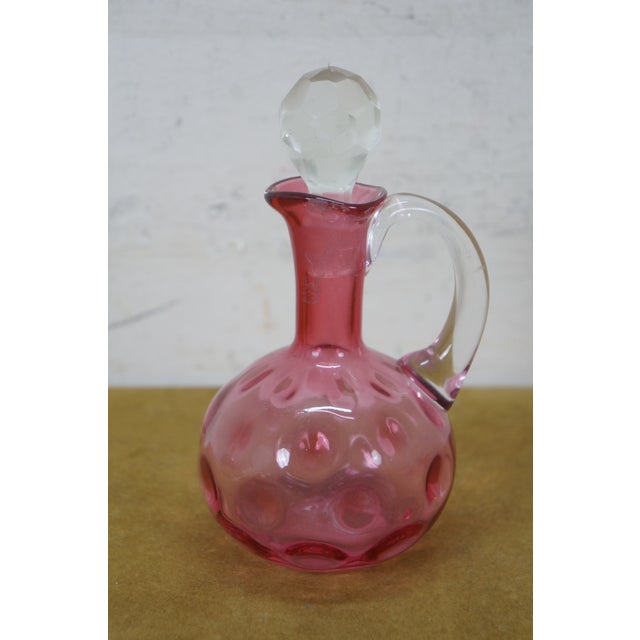 Late 20th Century Cranberry Art Glass Ruffled Pitchers Decanters Vase Bowl Compote Fenton - Set of 6 For Sale - Image 6 of 18