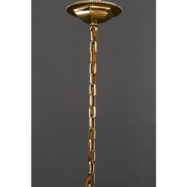 Art Deco Chandelier with Fabric Shades, Vienna, 1920s For Sale - Image 6 of 18