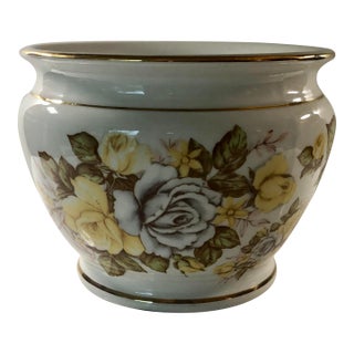 Italian Facciolini Yellow Rose Cachepot For Sale