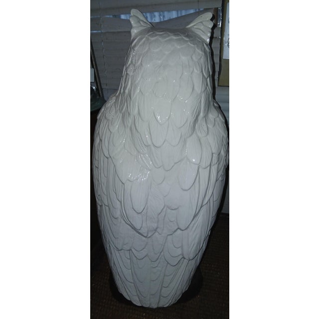 Vintage 1970s Mid-Century Ceramic White Owl Statue For Sale - Image 4 of 8