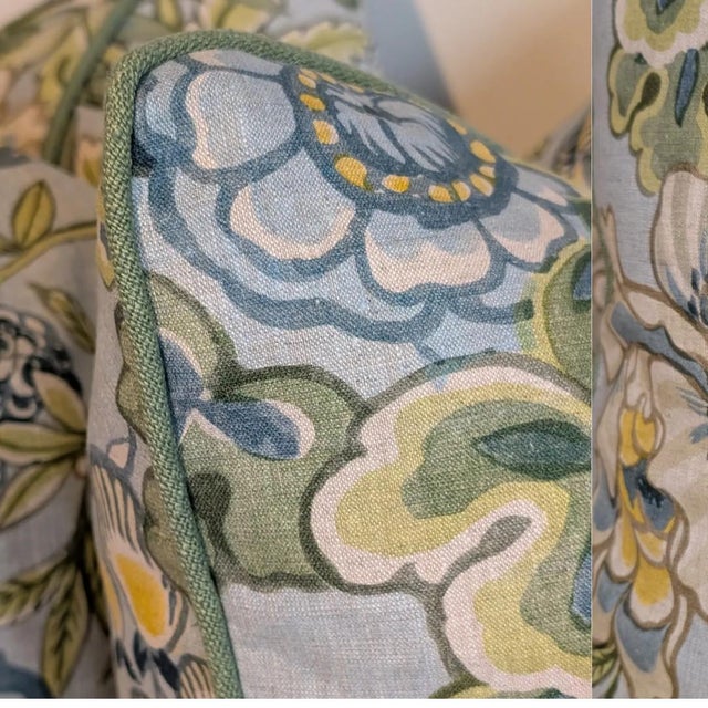 Traditional Custom - Thibaut Peony Garden Single 18" Pillow For Sale - Image 3 of 3