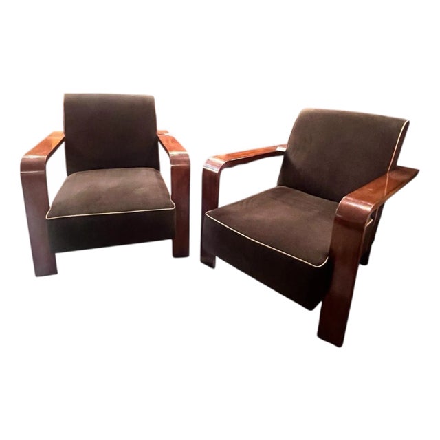 Ralph Lauren Mohair Art Deco Style Chairs For Sale