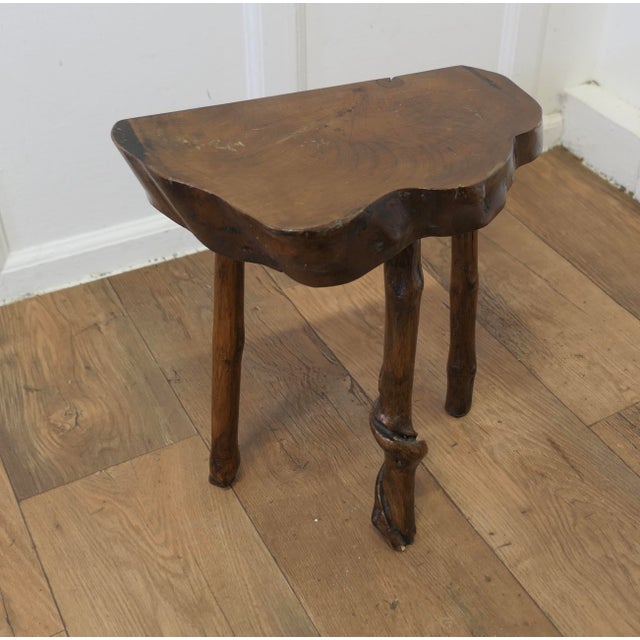 Rustic Rustic Slice of Live Edge Elm Stool For Sale - Image 3 of 7