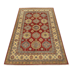 Kazak Rug 6’1” X 9’1” Red Wool Tribal Hand-Knotted Oriental Carpet