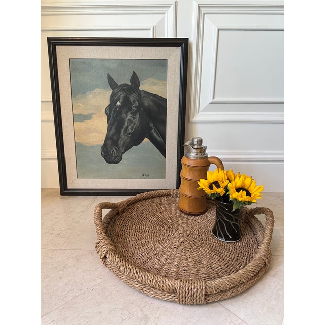 Vintage French 21” Woven Tray With Handles For Sale - Image 15 of 16