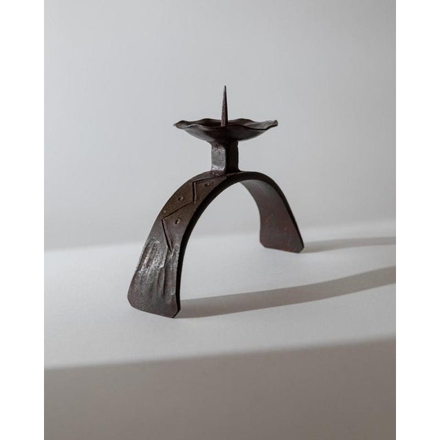 Mid-Century Sculptural Hand-Forged Iron Candleholder, 1960s For Sale - Image 6 of 12