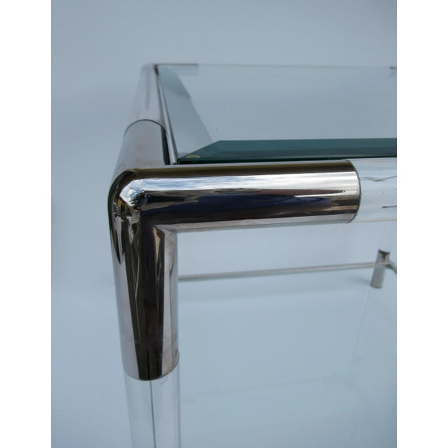 C.1970's Mid-Century Modern Charles Hollis Jones Style Tubular Lucite and Polished Nickel Side/End Table For Sale - Image 9 of 12